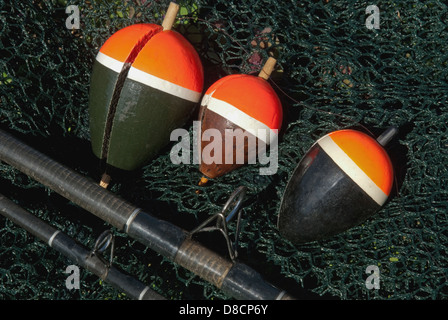 A selection of vintage freshwater pike fishing floats Stock Photo