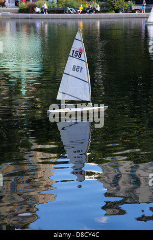 toy model yacht boat on lake pond in central perk lake america big apple new york USA Stock Photo