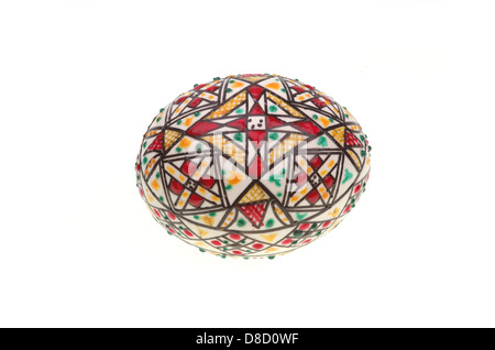 Decorated Easter egg from Bucovina, Romania isolated on white Stock Photo
