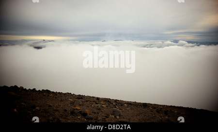 Reaching above the cloud level at Mount Asahi. The view was spectacular beyond words. Stock Photo