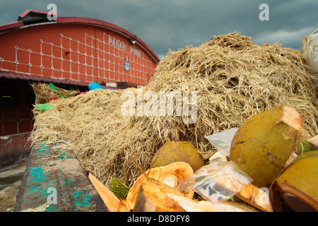 Rubbish outside Pudu wet market at Kuala Lumpur, Malaysia. Stock Photo