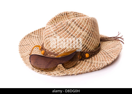 Women hat and sun glasses isolated on white Stock Photo