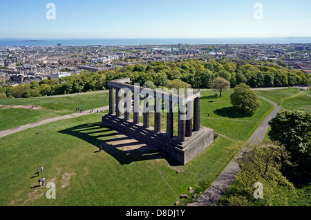 The National Monument on Calton Hill Edinburgh Scotland viewed from the Nelson Monument Stock Photo