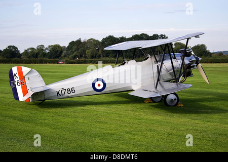 Hawker Tomtit G-AFTA K1786 Vintage RAF Trainer Biplane at Old Warden Shuttleworth Airshow Stock Photo