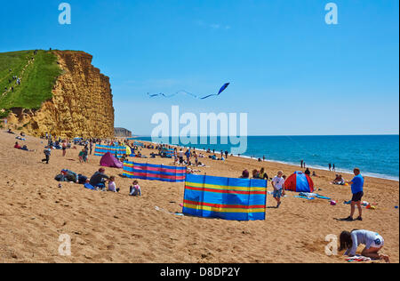 West Bay,  Dorset, UK. 26th May, 2013. Visitors and locals  alike enjoy Sunday’s bank holiday sunshine at West Bay, Dorset, UK Stock Photo