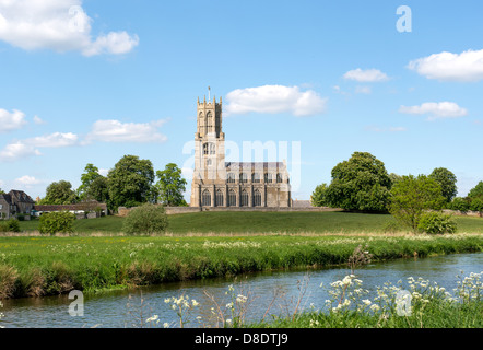 The Church of St Mary and All Saints Fotheringhay near the river Nene on a summers' day. Stock Photo