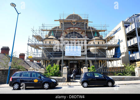 Cardiff, UK. 26th May, 2013.   Bacon, offensive to muslims on religious grounds, was left at the Shah Jalal mosque, in Cathays, Cardiff, on Wednesday night following an attack on a British solider in Woolwich, London.  PIC: Matthew Horwood/Alamy Live News Stock Photo