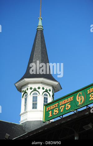 Louisville, Kentucky, Churchill Downs thoroughbred racetrack most famous for hosting the Kentucky Derby. one of the spires Stock Photo