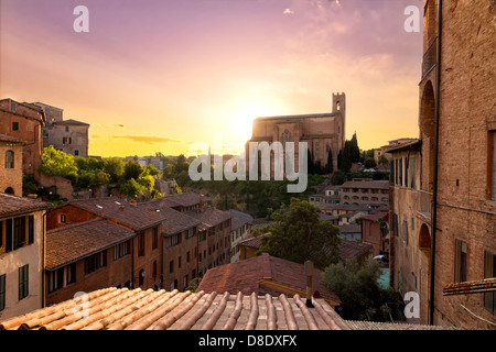 Historical town of Siena with San Domenico, Tuscany, Italy Stock Photo