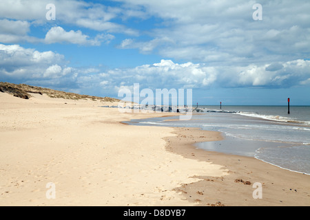 Broad near-empty sandy beach at Horsey Beach, Norfolk Coast, East Anglia England UK Stock Photo