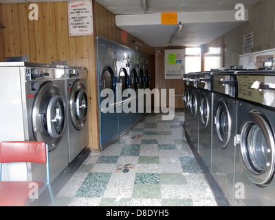 Grappenhall Warrington Traditional Launderette clothes wash shop Stock Photo