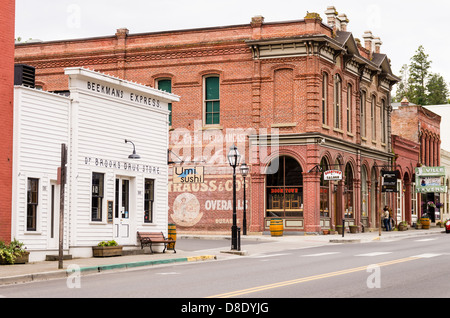 Jacksonville, Oregon, USA.  Historic buildings on main street of the Jacksonville Historic District. Stock Photo