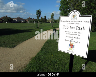 Grappenhall & Thelwall parish council Jubilee Park renamed 2012 Queen Elizabeth diamond jubilee year Stock Photo