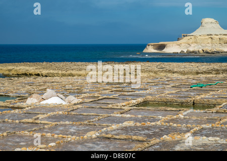 Salt pans at Marsalforn on the Island of Gozo. Taken in mid morning sunlight Stock Photo