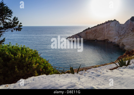 An overview of the magical Porto Katsiki beach in Lefkada, Ionian Sea, Greece during sunset Stock Photo