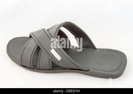 Black Slipper on White Background Stock Photo