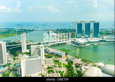 Bird's eye view of Singapore in the sunshine day Stock Photo