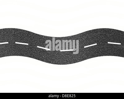 A bitumen road isolated against a white background Stock Photo