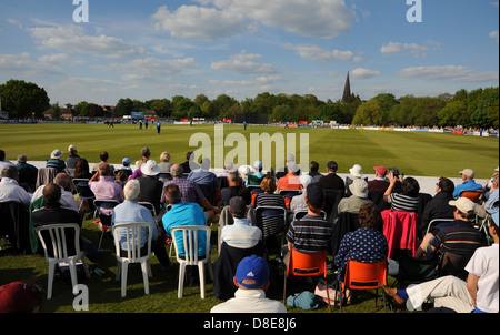 Horsham Sussex UK 26 May 2013 - A good crowd turned out in the hot weather to watch Sussex Sharks against Kent Spitfires Stock Photo