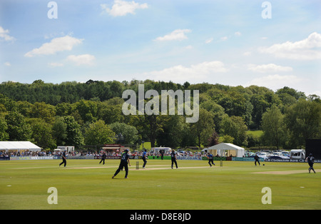 Horsham Sussex UK 26 May 2013 - A good crowd turned out in the hot weather to watch Sussex Sharks against Kent Spitfires Stock Photo