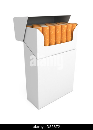 Open full pack of cigarettes isolated Stock Photo