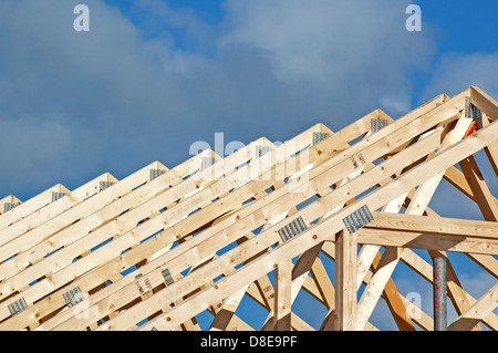 Roof Trusses on a new building Stock Photo