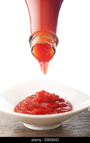 ketchup falling from bottle Stock Photo