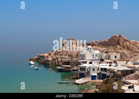 Traditional fishing village of Firopotamos at Milos island in Greece Stock Photo