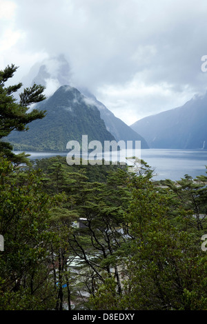 A view of Milford Sound in the South Island of New Zealand Stock Photo