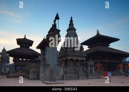 Durbar Square at dawn, Bhaktapur (UNESCO World Heritage Site), Kathmandu Valley, Nepal Stock Photo