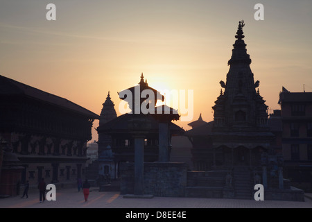 Durbar Square at dawn, Bhaktapur (UNESCO World Heritage Site), Kathmandu Valley, Nepal Stock Photo