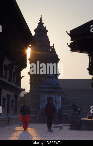 Durbar Square at dawn, Bhaktapur (UNESCO World Heritage Site), Kathmandu Valley, Nepal Stock Photo