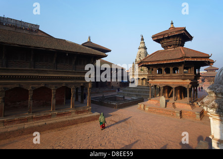 Durbar Square at dawn, Bhaktapur (UNESCO World Heritage Site), Kathmandu Valley, Nepal Stock Photo