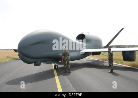 Jagel, Germany, drone EuroHawk 99-1 on the airfield Jagel Stock Photo