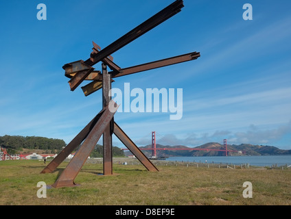 Sculptor Mark Di Suvero installation in San Francisco. Stock Photo