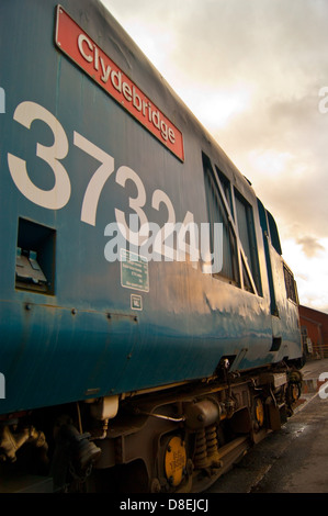 British Rail Class 37 'Clydebridge' diesel-electric train on display at Toddington Station, Gloucestershire Stock Photo