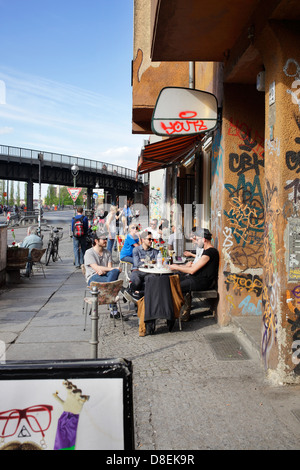 Berlin, Germany, guests in street cafes in the Falckensteinstrasse Stock Photo