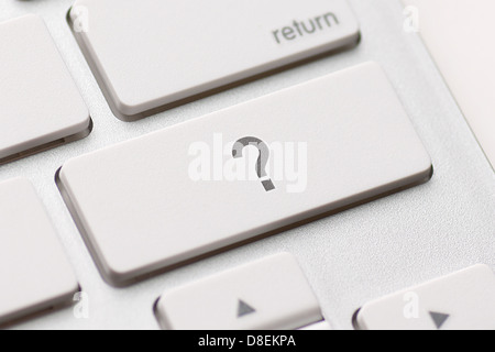 question enter button key on white keyboard Stock Photo