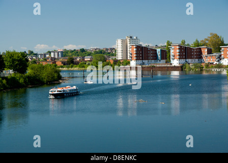 aqua bus on river taff, grangetown, cardiff, south wales, uk Stock Photo