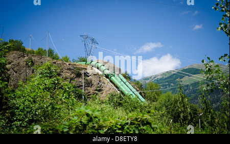 Electric Power Plant with Pipes, on blue sky background Stock Photo - Alamy