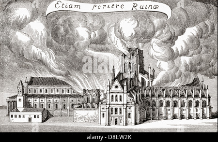 Old St. Paul's cathedral, London, England destroyed by fire in 1666. From A First Book of British History published 1925. Stock Photo