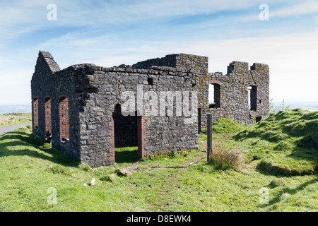 Old abandoned quarry buildings on the top of Brown Clee Hill Shropshire Stock Photo