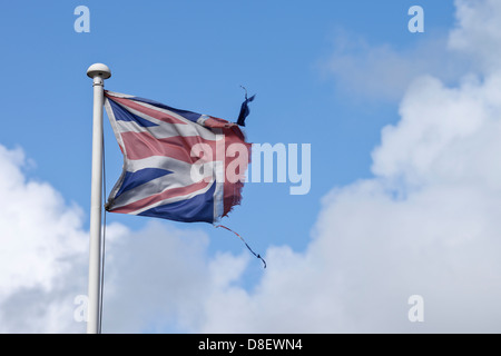 Union Jack flag in tatters Stock Photo