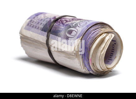 Bundle of twenty pound notes Stock Photo