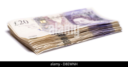 Pile of twenty pound notes Stock Photo
