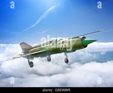MiG-21 Soviet multipurpose jet plane in flight Stock Photo