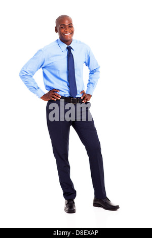 black businessman full length portrait isolated on white Stock Photo