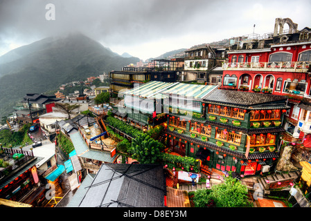 Hillside teahouses in Jiufen, New Taipei, Taiwan Stock Photo