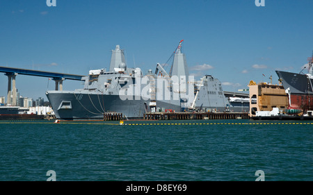 US Navy San Antonio Class LPD in US Naval Base San Diego Stock Photo