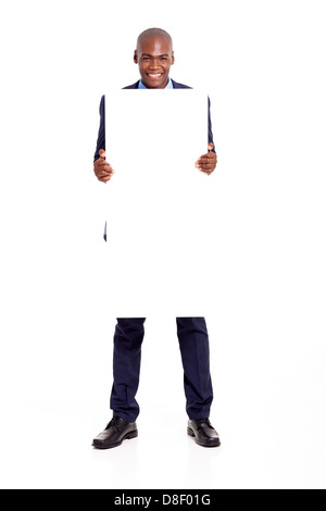 handsome african businessman holding empty white board Stock Photo